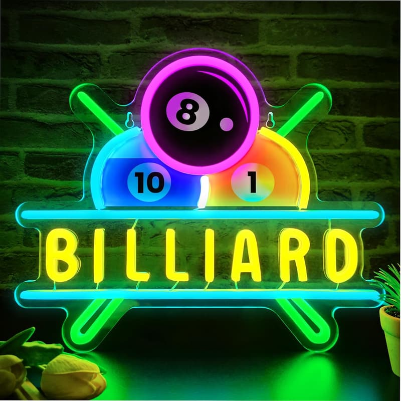 Dimmable Billiards Neon Wall Sign for Game Room Decor
