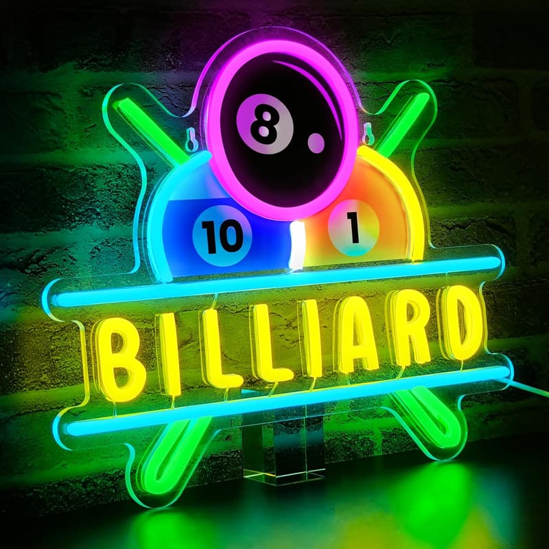 Dimmable Billiards Neon Wall Sign for Game Room Decor