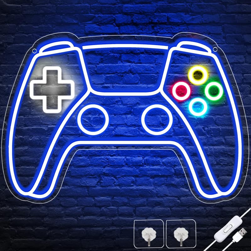 Gamer Neon LED Sign – Gamepad Room Decor for Boys
