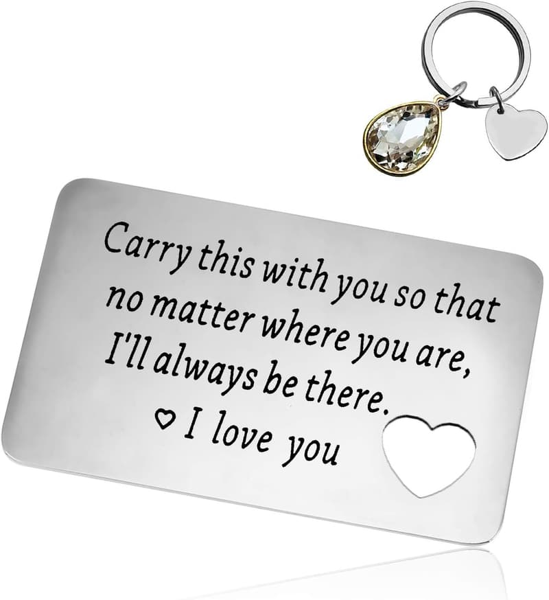 Anniversary Engraved Keychain and Card Set for Couples