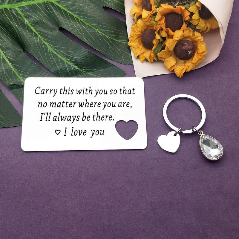 Anniversary Engraved Keychain and Card Set for Couples