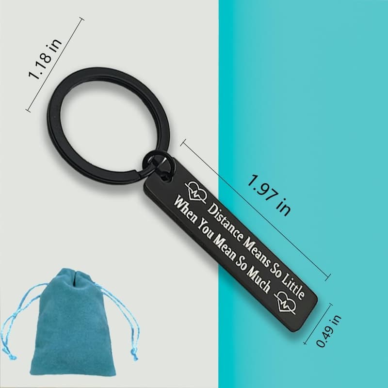 Long Distance Relationship Keychain for Couples Gift