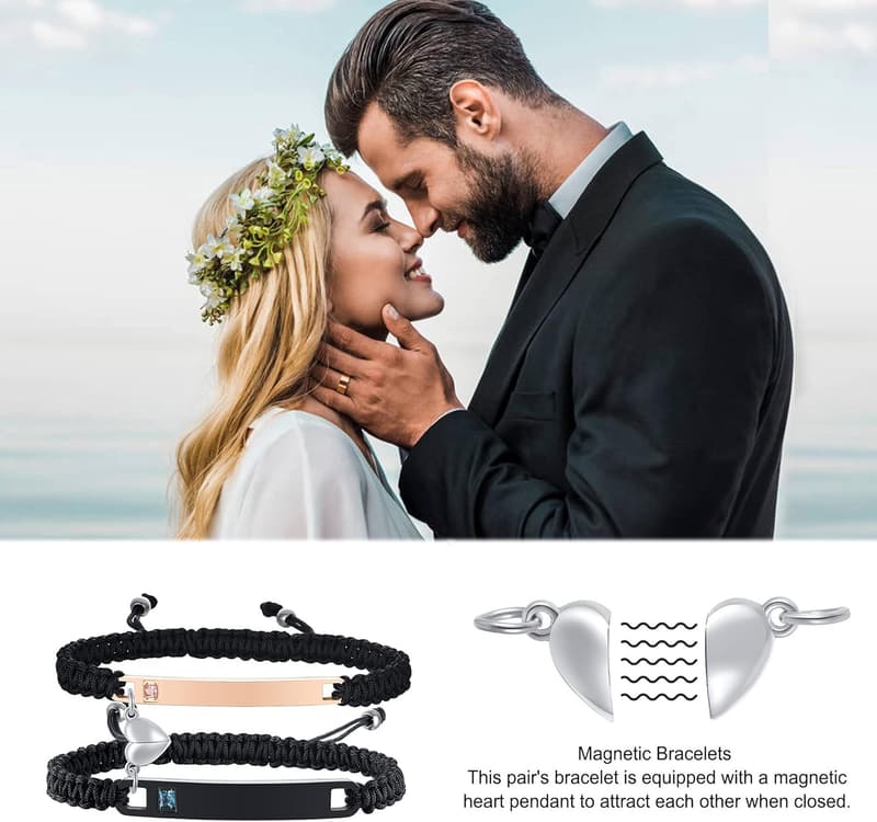 Personalized Couple Bracelet Set - Custom Name Gift for Couples