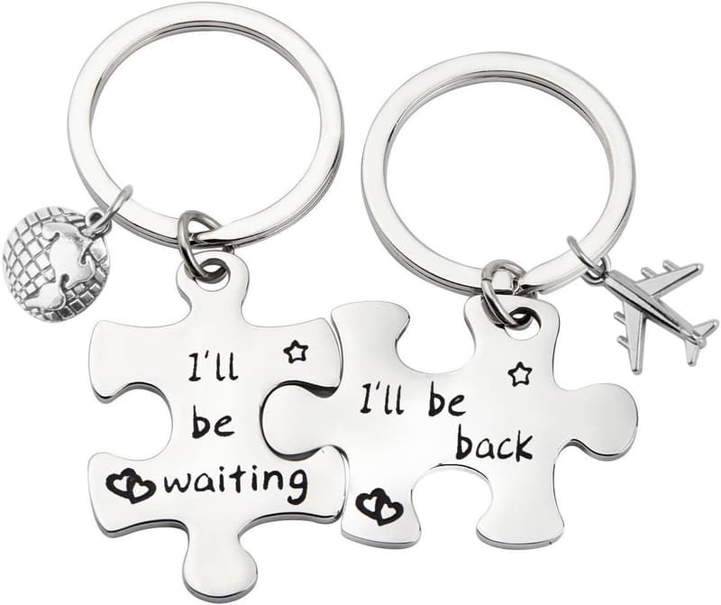 Long Distance Love Puzzle Keychain Set for Couples