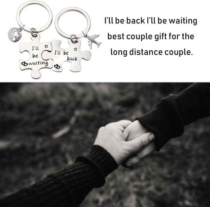 Long Distance Love Puzzle Keychain Set for Couples