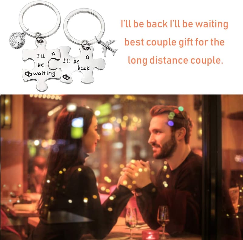 Long Distance Love Puzzle Keychain Set for Couples