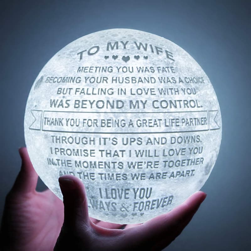 Personalized 3D Moon Lamp for Wife's Anniversary or Birthday