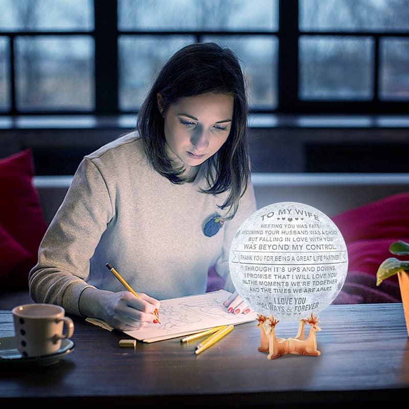 Personalized 3D Moon Lamp for Wife's Anniversary or Birthday