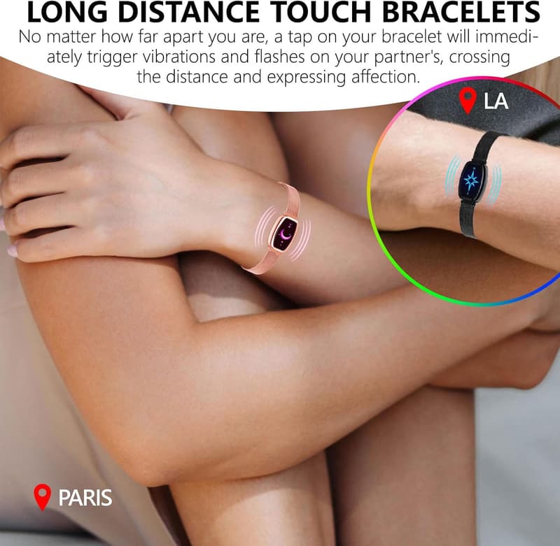 Long Distance Couples Touch Bracelets with Vibration & Light-up