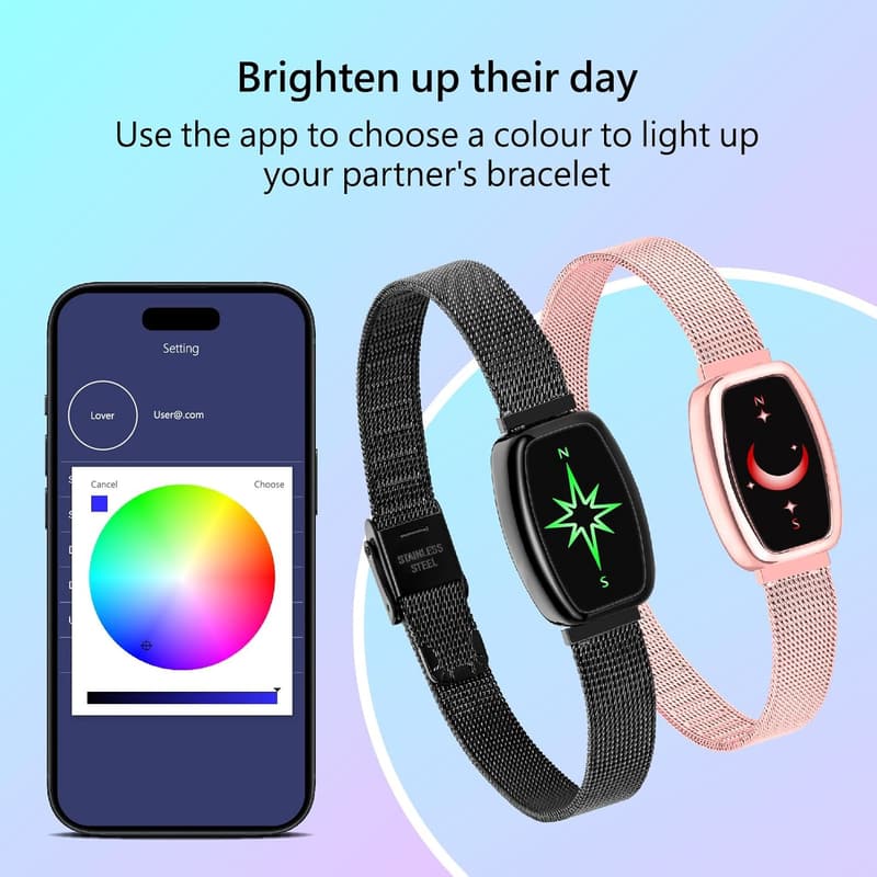 Long Distance Couples Touch Bracelets with Vibration & Light-up