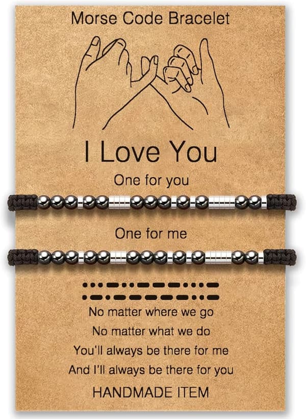 Long Distance Couples Bracelets - I Love You Morse Code