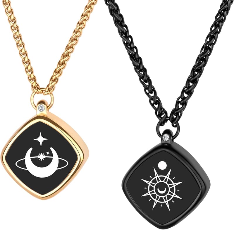 Long Distance Touch Necklace Set for Couples - Gold Signal & SOS
