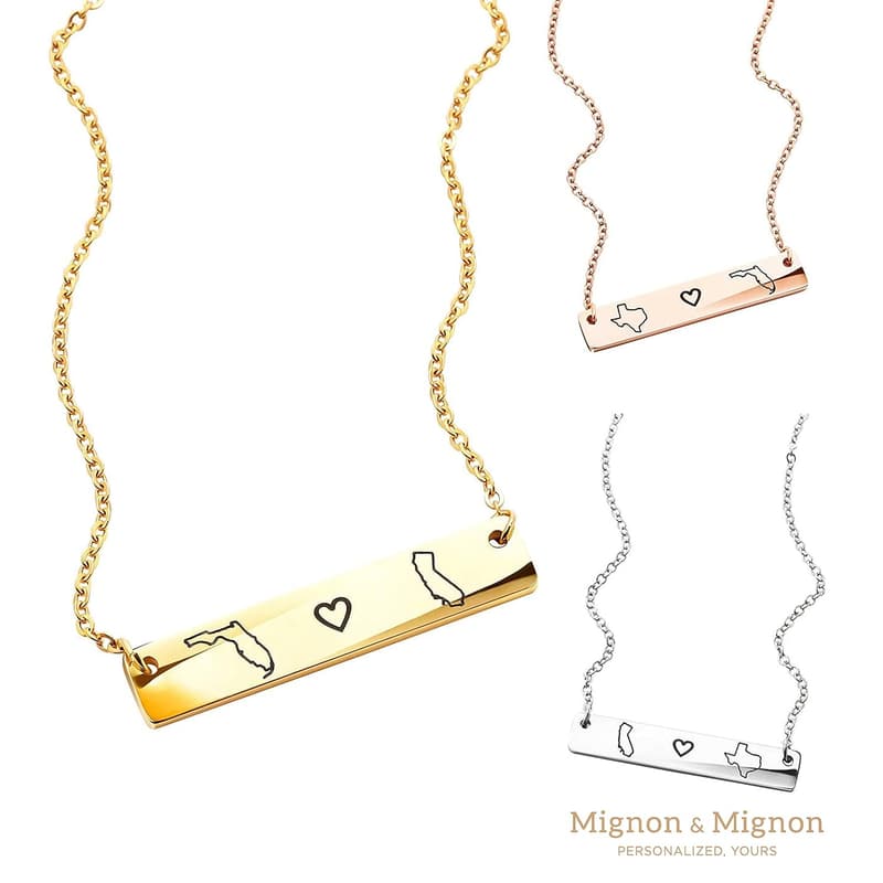 Long Distance State Necklace – Personalized Friendship Gift