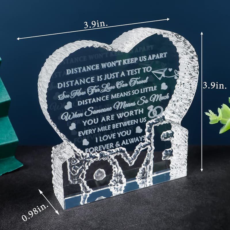 Long Distance Relationship Gift - Laser Engraved Love Crystal