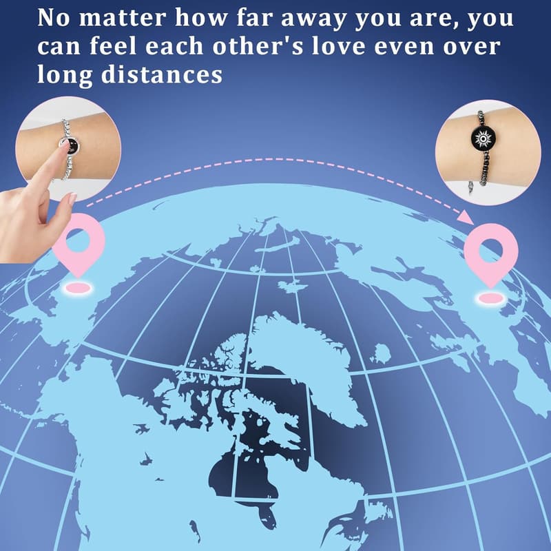 Couples' Long Distance Touch Bracelets with Vibration & Light