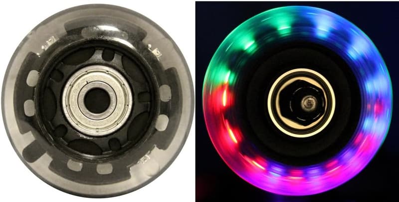 LED Light-Up Inline Skate Wheels 64mm 82A - 4-Pack with Bearings