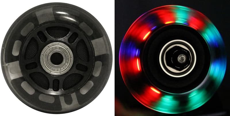 LED Inline Skate Wheels 76mm 82A with ABEC 9 Bearings - 8-Pack