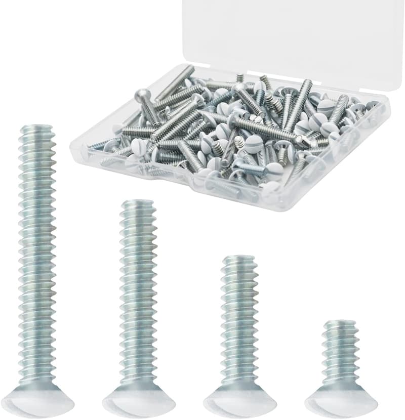 Wall Plate Screws Set - 100 Packs, 4 Lengths, 6-32 Thread