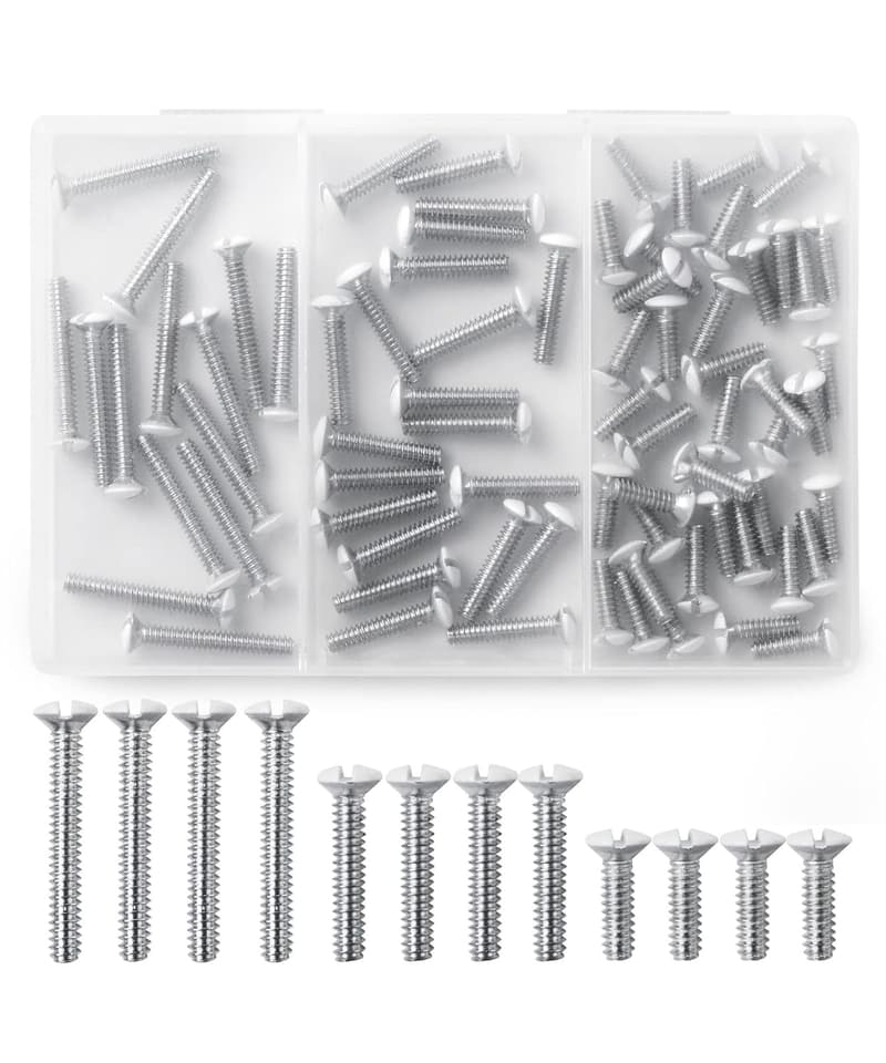 Wall Plate Screws - 75 Assorted Silver Outlet Screws