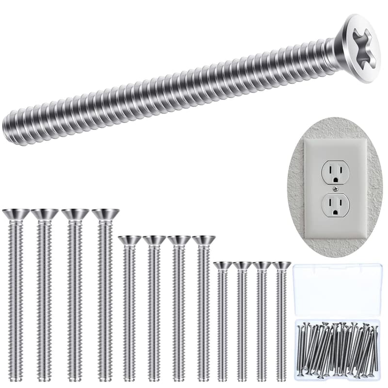 30-Pack Extra Long Electrical Outlet Screws for Device Mounting