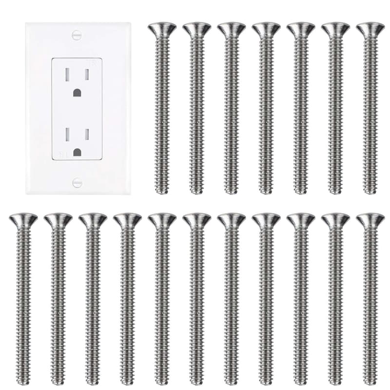 Extra Long 6-32 x 1-1/2 Inch Stainless Outlet Screws - 30 Pack