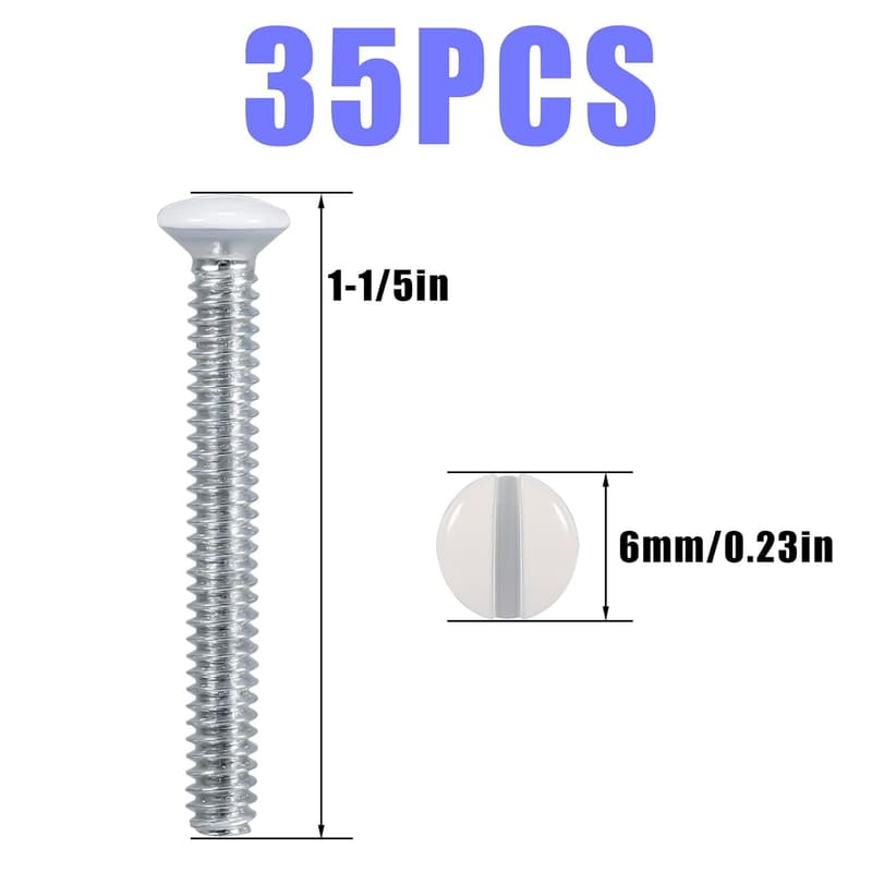 White Wall Plate Screws Replacement (35pcs, 1.2 Inch)