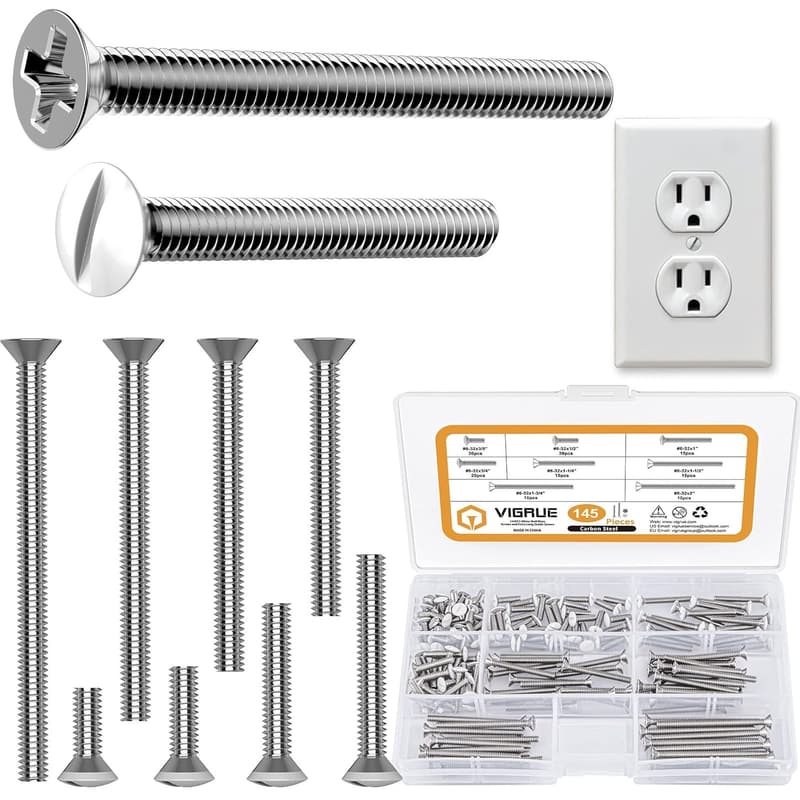 145PCS Extra Long White Outlet Screws for Device Mounting