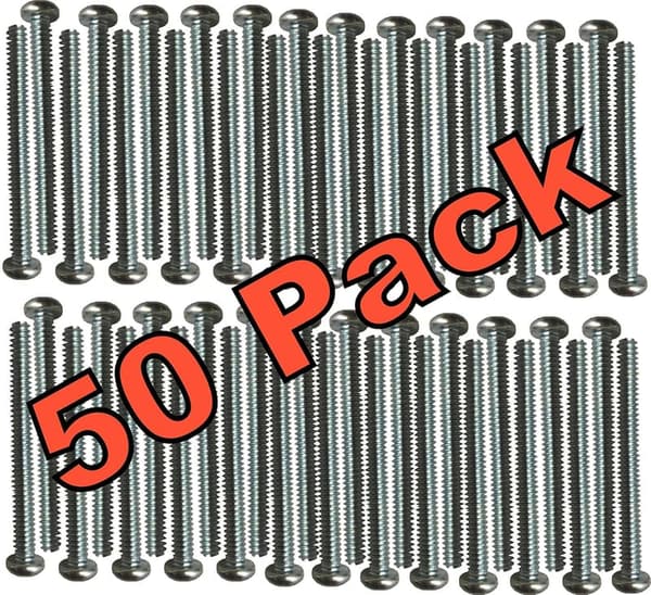 Extra Long Screws for Electrical Outlets, 50 Count, 1-1/2” Length