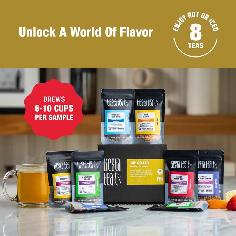 Loose Leaf Tea Sampler Set - Assorted Herbal & Black Teas