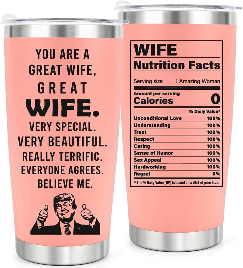 Great Wife 20oz Pink Tumbler - Birthday and Anniversary Gift