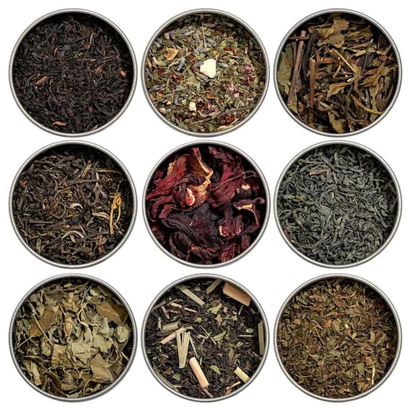 Premium Loose Leaf Tea Sampler - 9 Flavors for Iced or Hot Tea