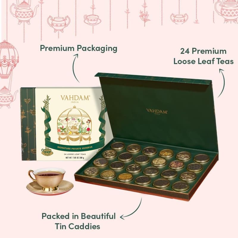 Luxury Tea Gift Set with 24 Unique Loose Leaf Teas