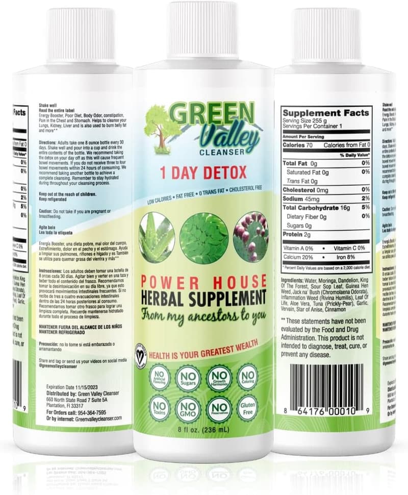 Vegan Herbal Cleanser for Full Body Detox - 8 Fl Oz