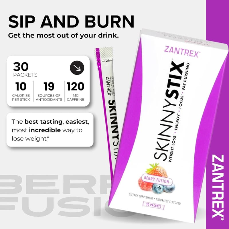 Zantrex SkinnyStix Energy Powder – Appetite Suppressant Stix, Berry