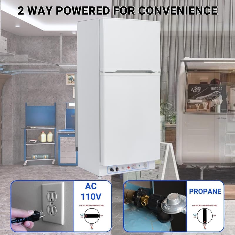 Off-Grid Propane Refrigerator, 6.1 cu.ft Gas Fridge for RVs and Garages