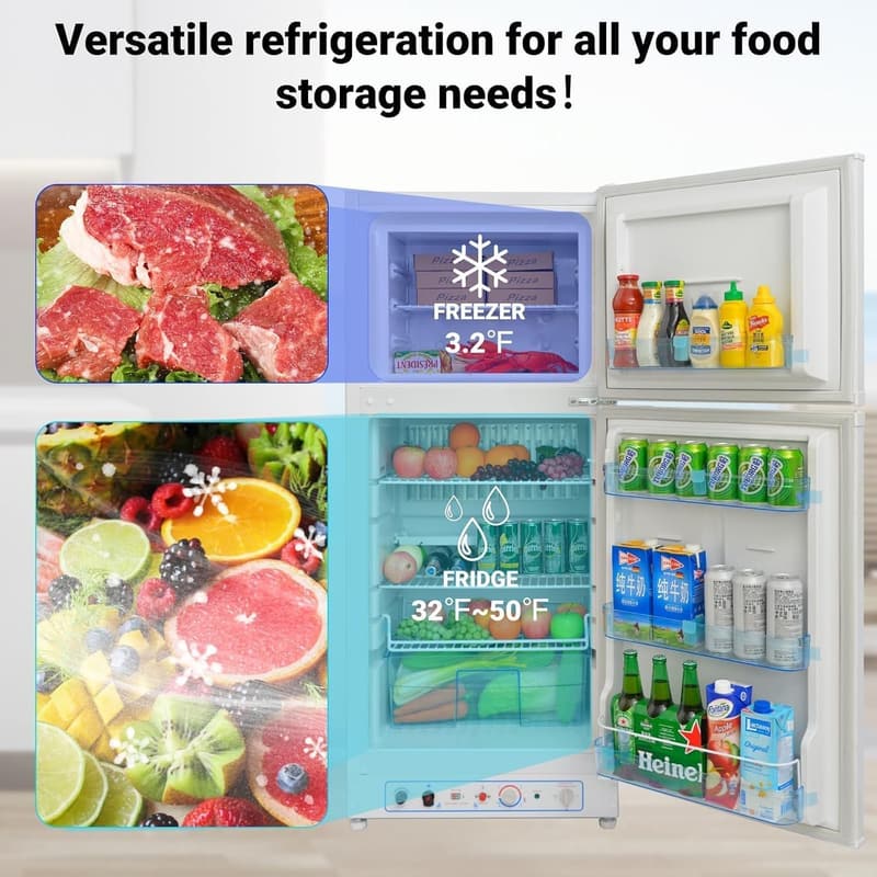 Off-Grid Propane Refrigerator, 6.1 cu.ft Gas Fridge for RVs and Garages