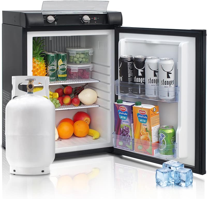 3-Way Propane Refrigerator for Off-Grid Use, 2.1 Cu.Ft, Black