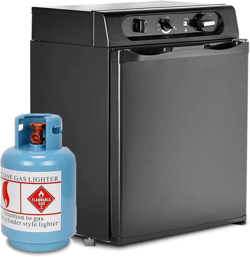 Compact 3-Way Propane RV Refrigerator, 1.4 Cu.Ft Black