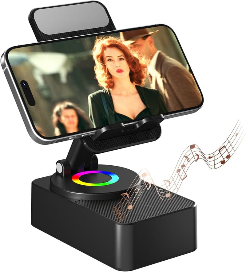 Bluetooth Speaker & Phone Stand with LED & Anti-Slip Base
