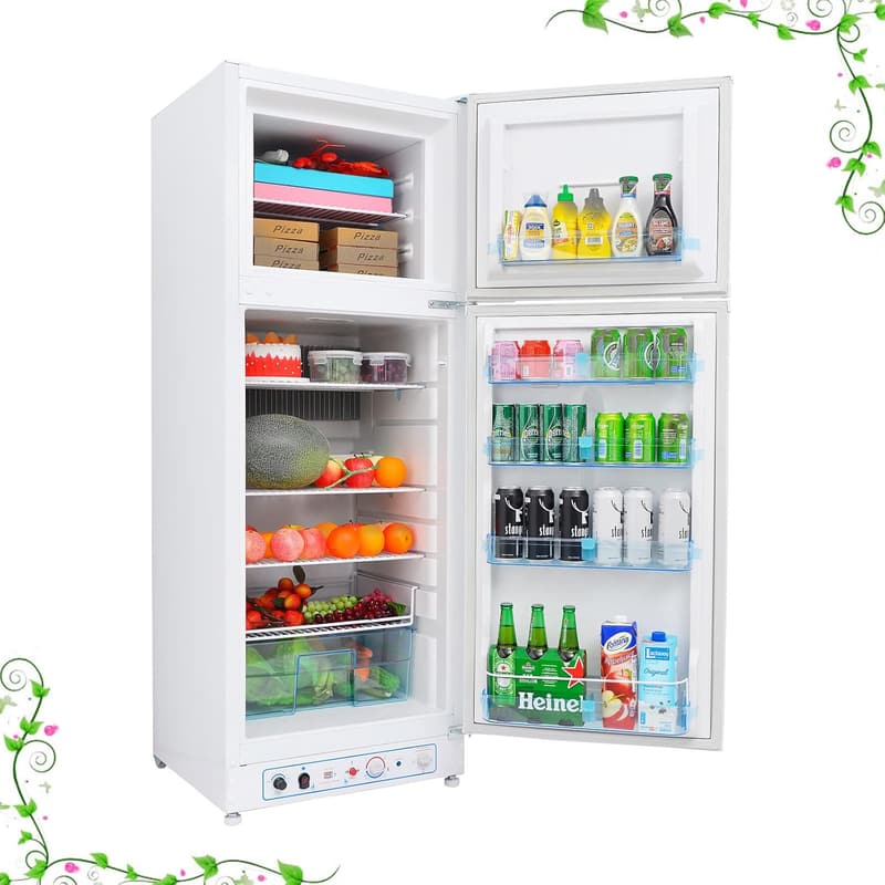 2-Way Gas Refrigerator with Freezer for RVs and Campers, 9.4 Cu.Ft.