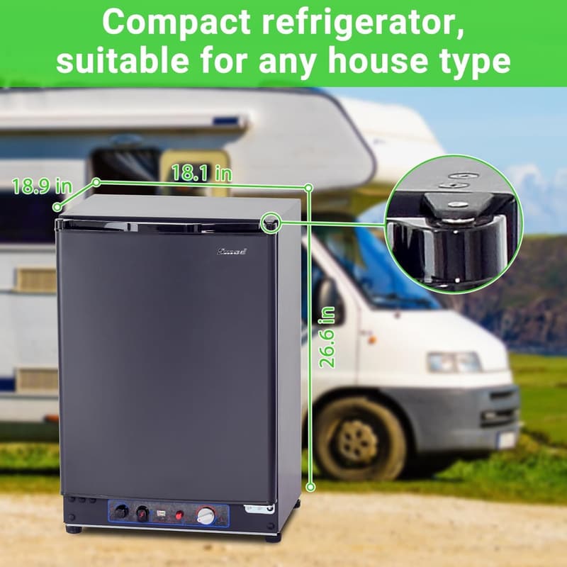 RV Propane Refrigerator - 3-Way Power, 2.1 Cu.ft, Off-Grid