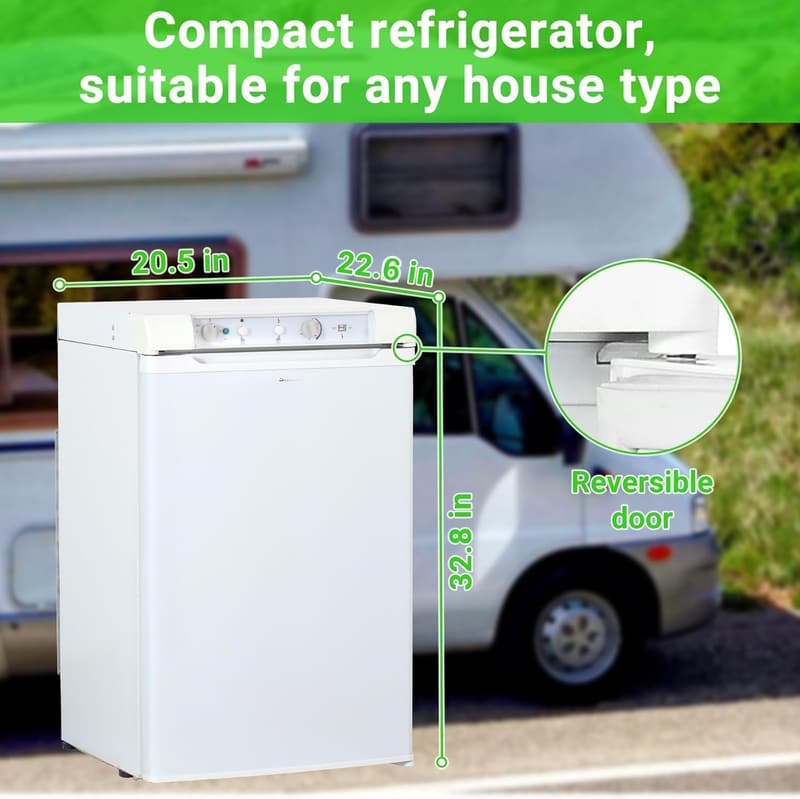 3.5 cu.ft. 3-Way Propane Refrigerator for RVs and Campers