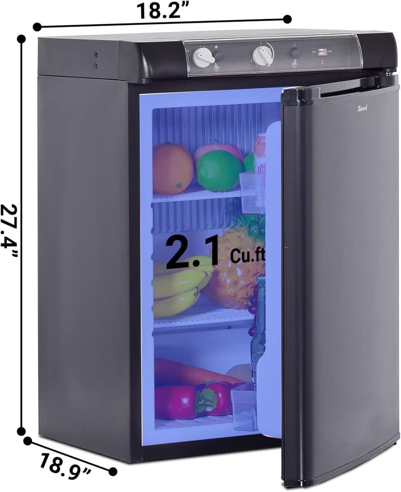 Compact 3-Way Propane Refrigerator for RVs and Outdoors, 2.1 Cu.ft.