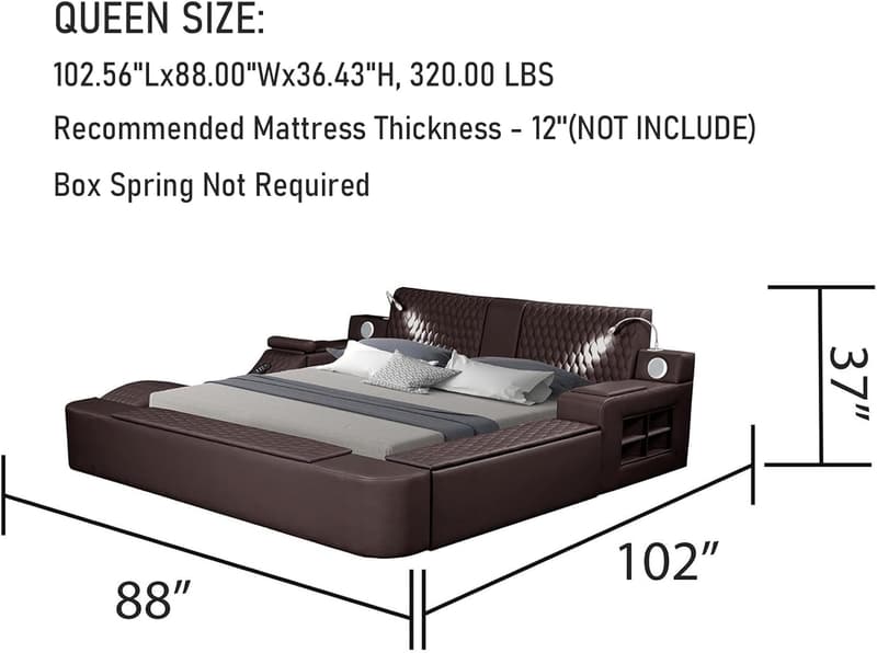 Luxury Multifunction Smart Bed Frame with Lights & Massage (Queen)