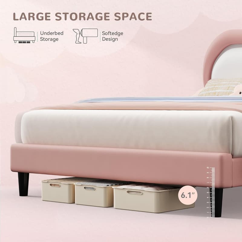 Queen Upholstered Bed Frame with Smart LED and Adjustable Headboard