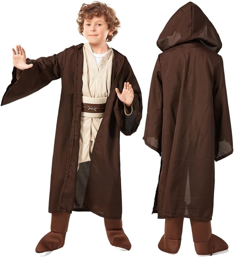 Kids Halloween Cosplay Outfit: 5PCS Hooded Tunic & Pants Set