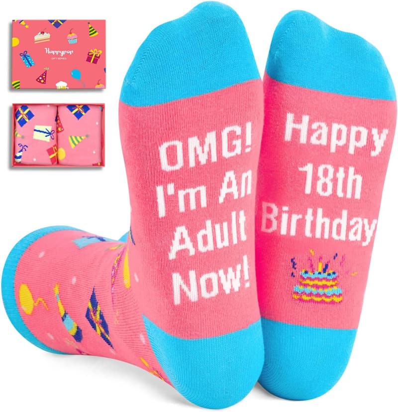 18th Birthday Socks for Teen Girls and Boys