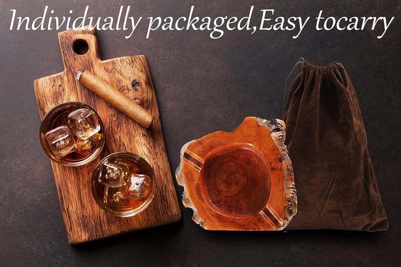 Cigar Ashtray for Men – Wooden Design, 2 Slots, Indoor/Outdoor