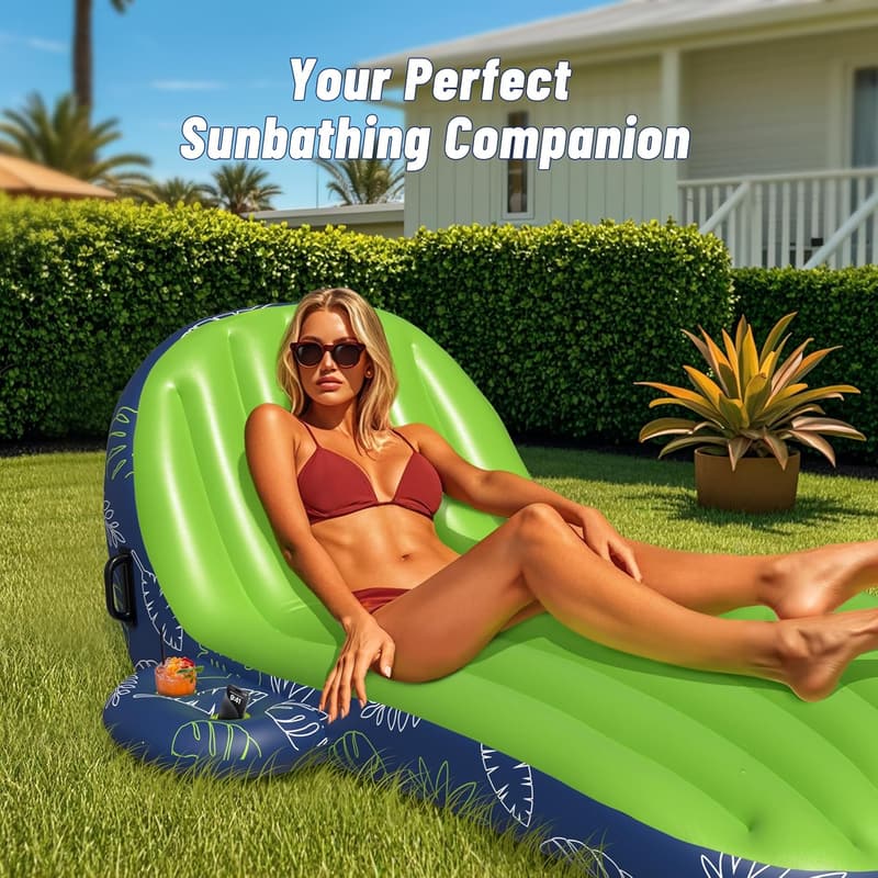 Extra Large Inflatable Pool Lounger with Cup Holder