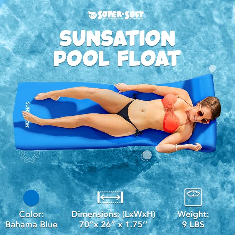 Vinyl Coated Foam Pool Float Mat with Built-in Pillow